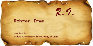 Rohrer Irma névjegykártya