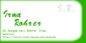 irma rohrer business card